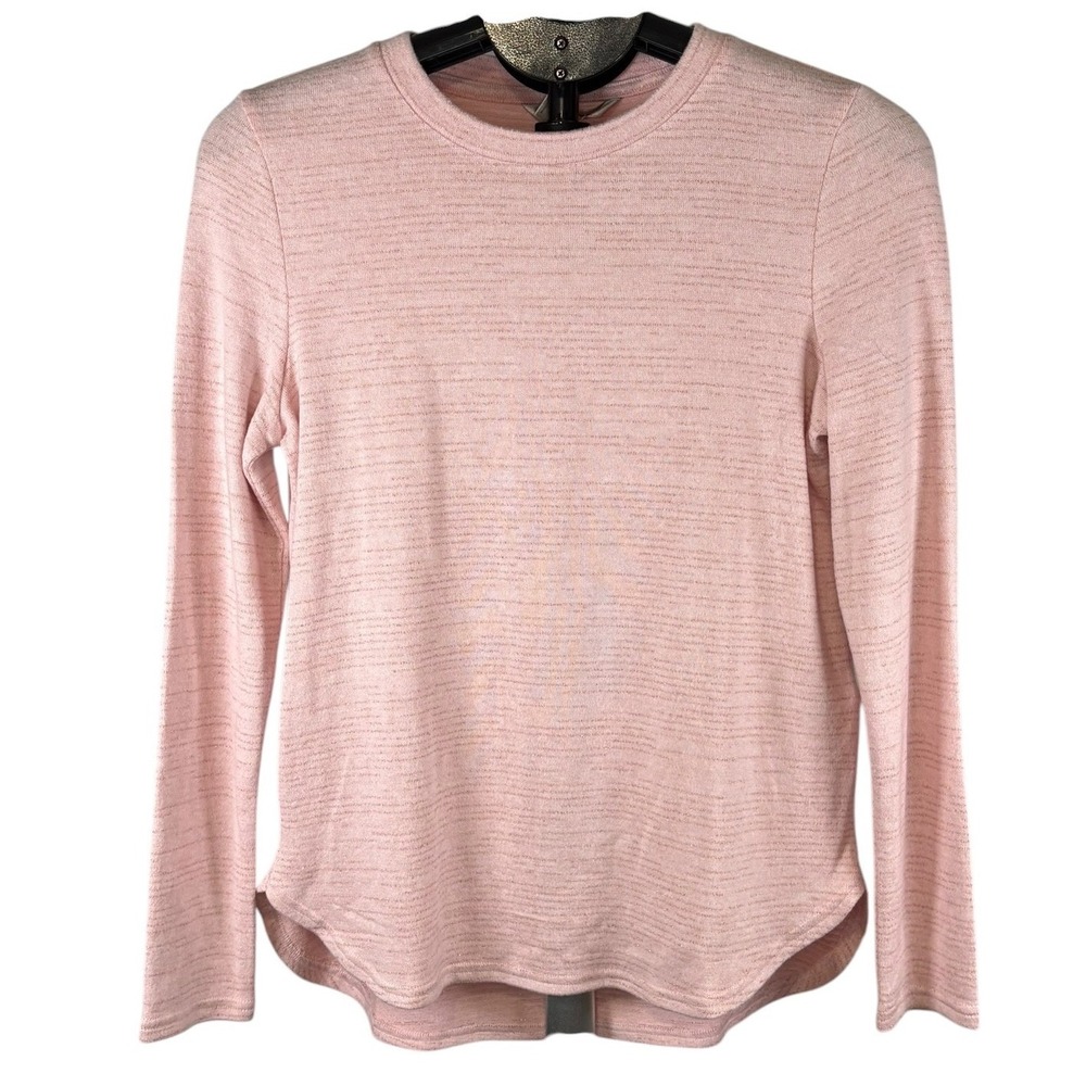 Banana Republic Womens Pink Shimmer Stripe Long Sleeve Crew Neck Sweater S